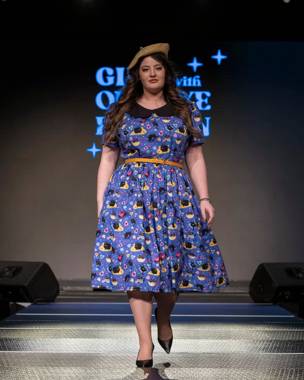 Darling Dress - Luv Cats in Royal Blue