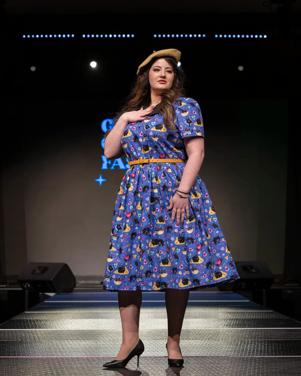 Darling Dress - Luv Cats in Royal Blue