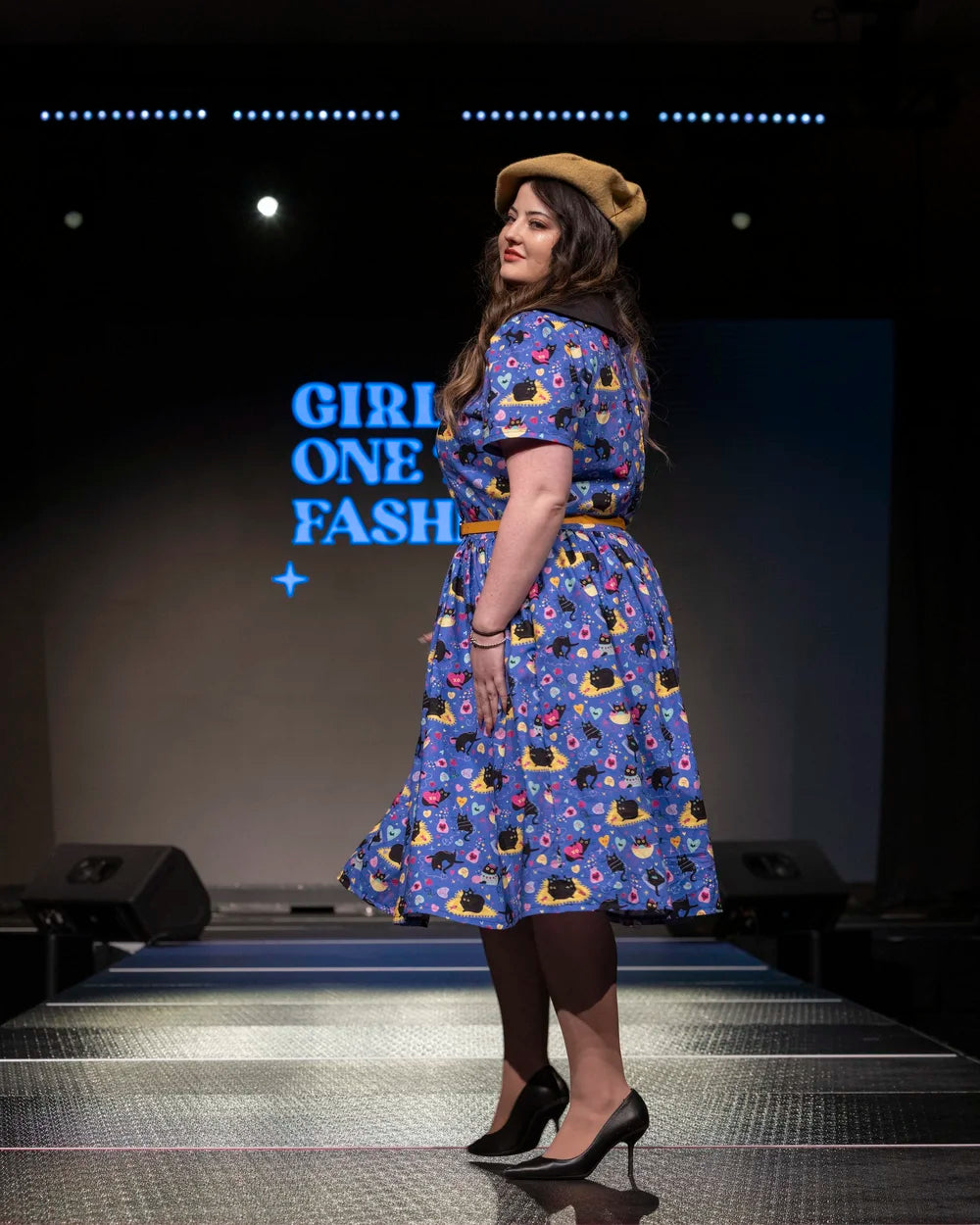 Darling Dress - Luv Cats in Royal Blue