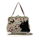 Black Cat in a field Clutch with convertible Straps