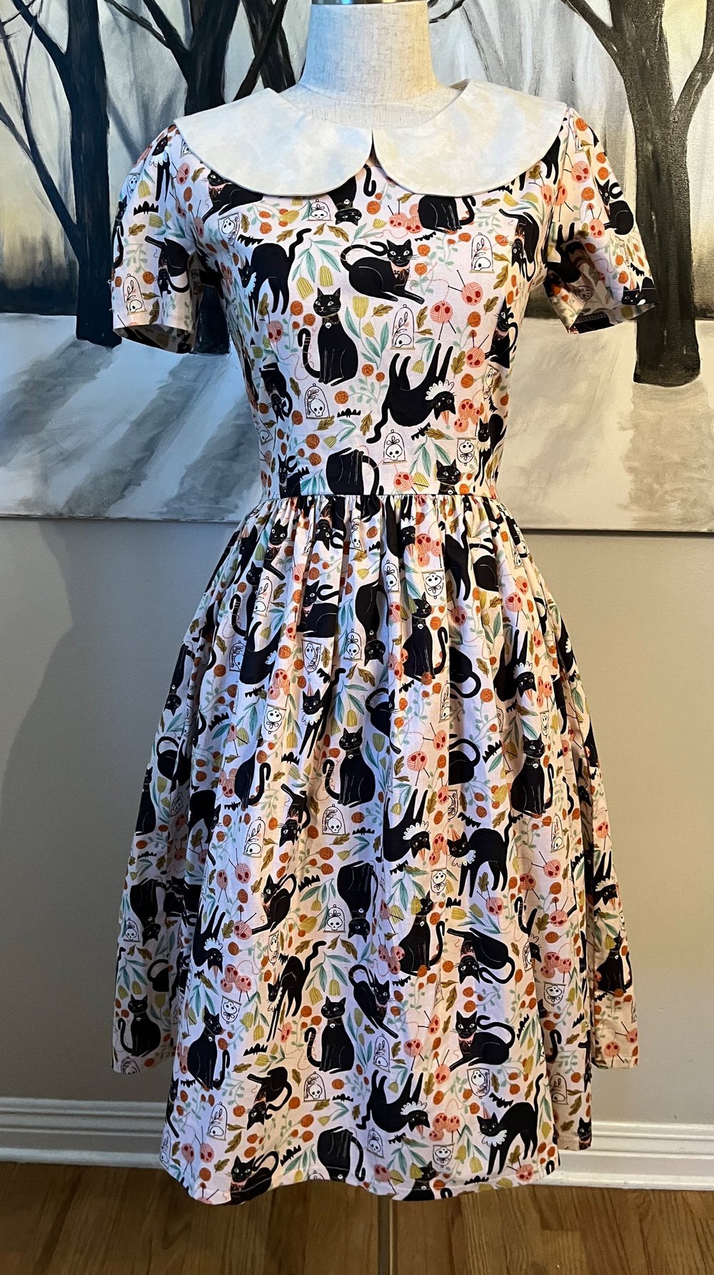 Darling Dress - Creepy Kitties in Blush