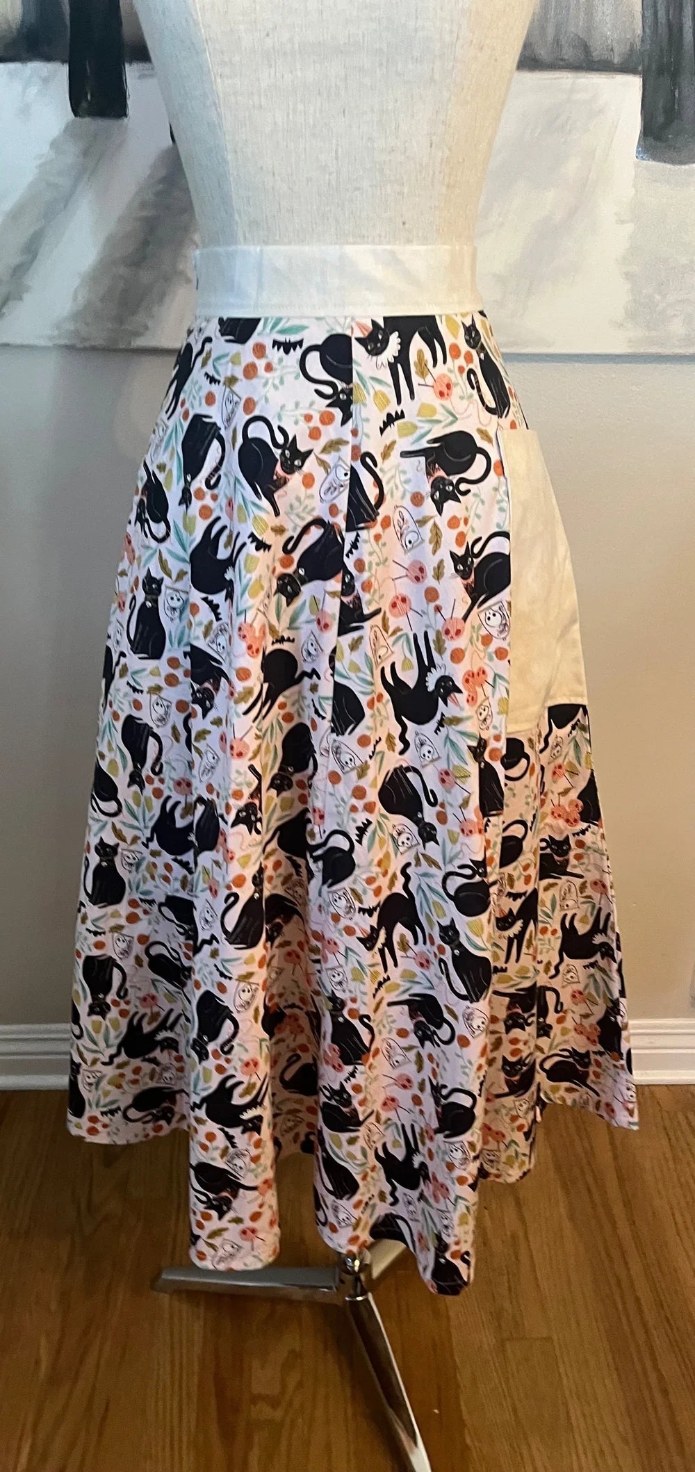 Kathryn Skirt - Creepy Kitties in Blush