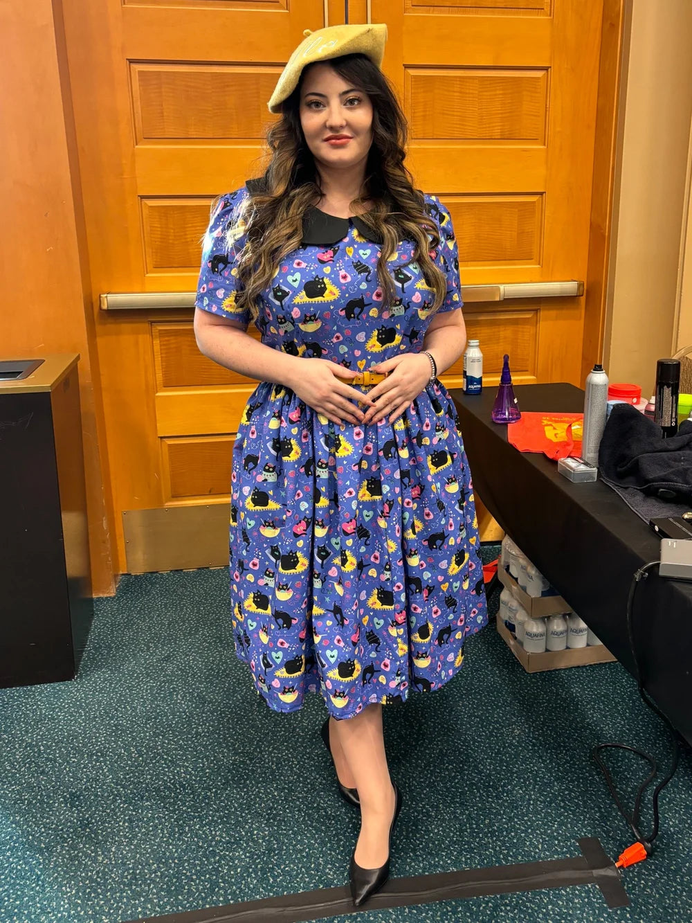 Darling Dress - Luv Cats in Royal Blue