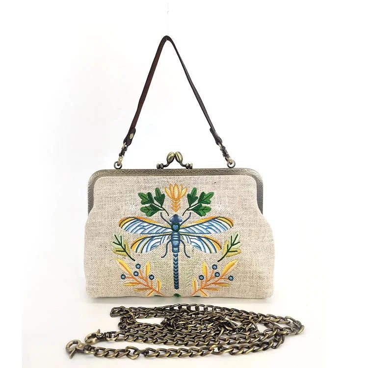 Dragonfly or Lunar Moth Clutch with convertible Straps