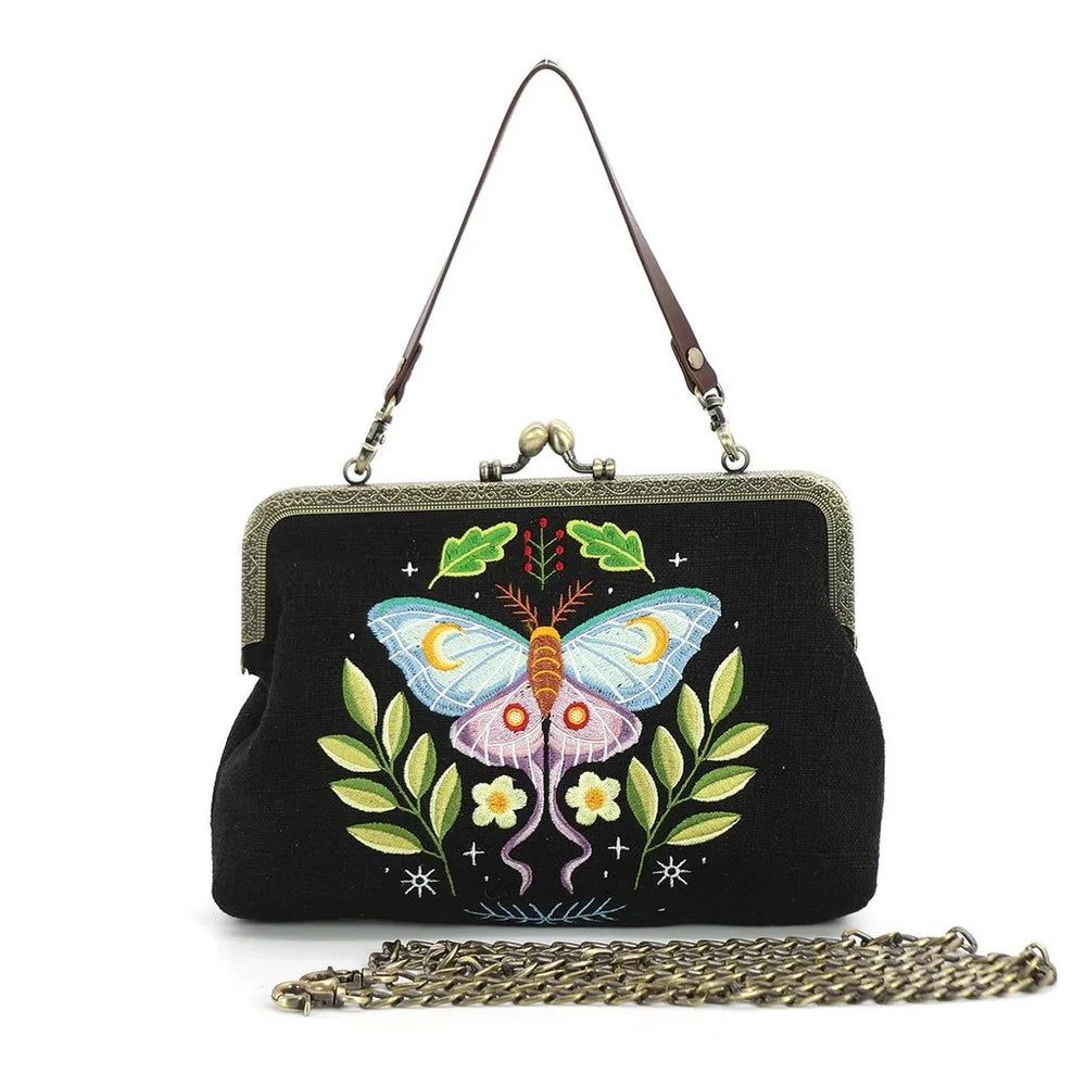 Dragonfly or Lunar Moth Clutch with convertible Straps